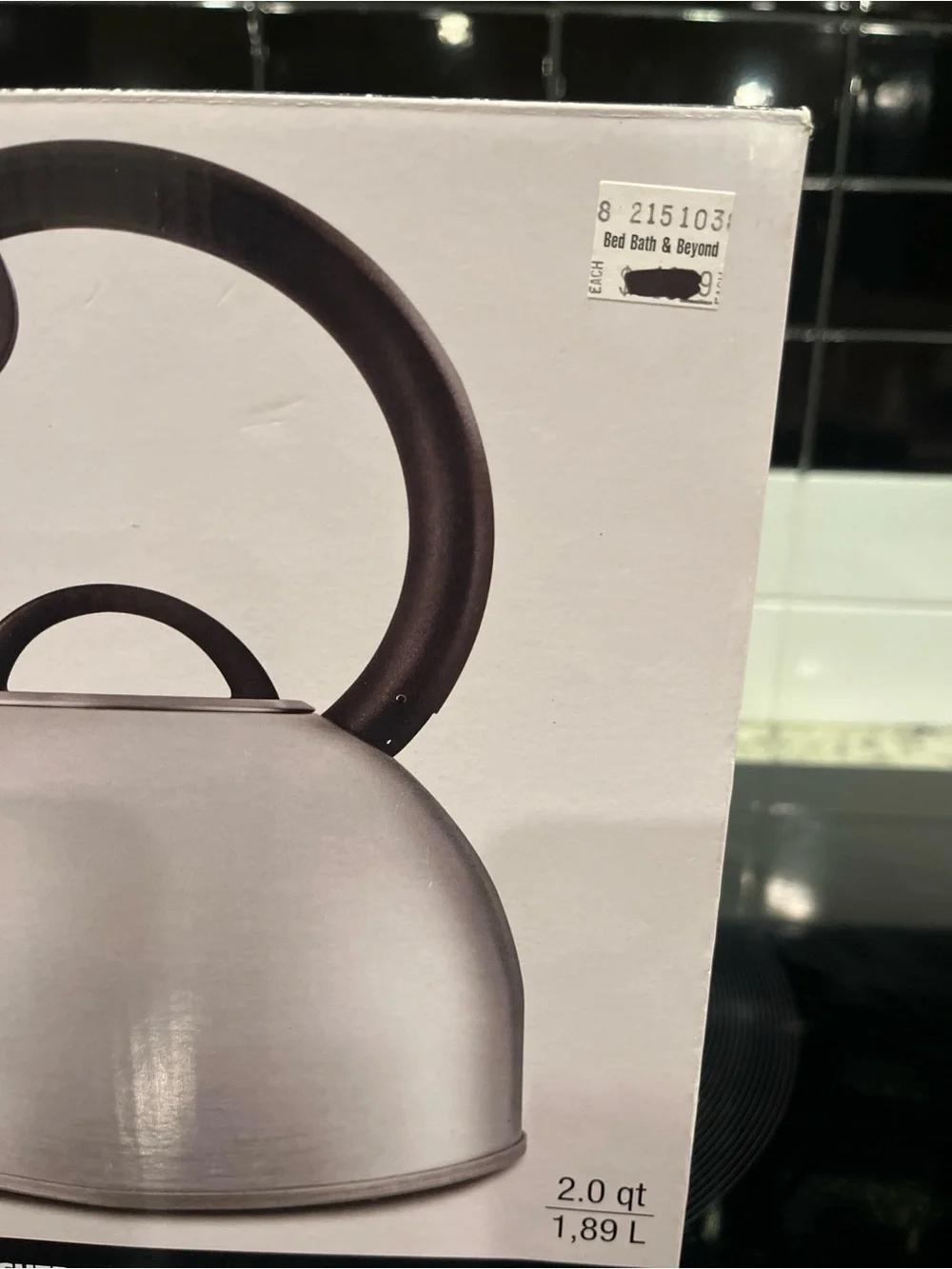 Copco Brushed Stainless Steel Whistling Kettle with Black Handle NWT